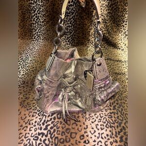 Authentic vintage, silver snake skin coach bag comes with dust bag
